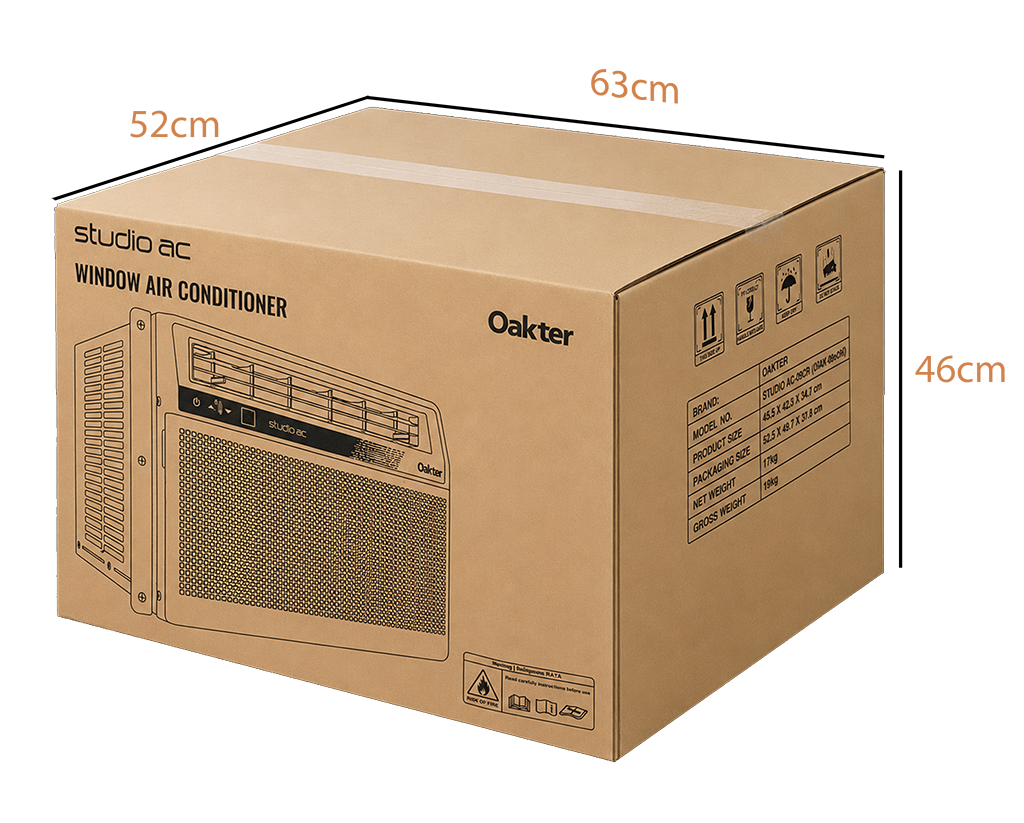 Oakter Studio AC 5000 carton with package dimensions
